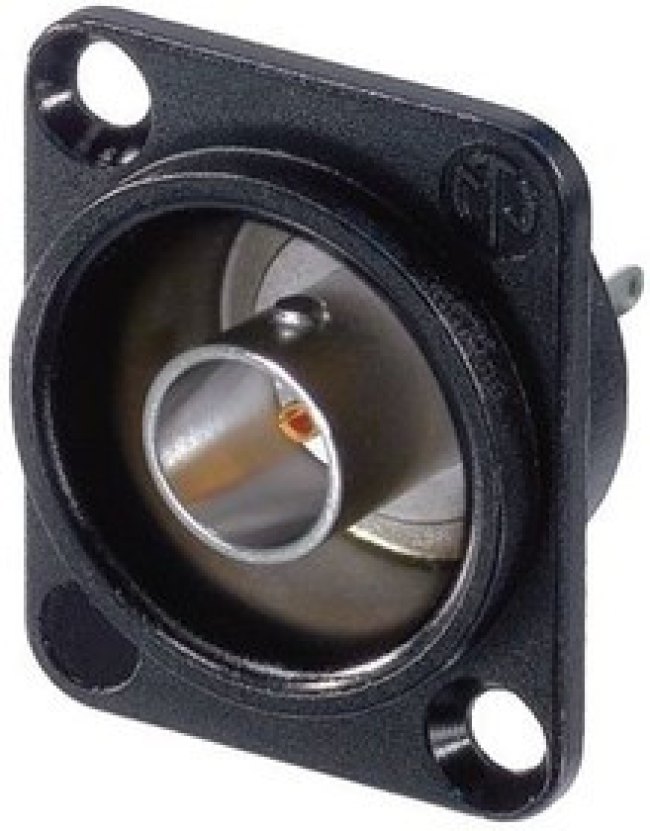 NBB75DSGB, BNC appliance socket with flange, BNC, Brass, Socket, Straight, 75Ohm, Solder Terminal
