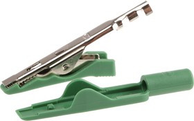 930318104, Crocodile Clip, Brass, Bronze Contact, 8A, Green