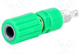 PJ3250-G, Гнездо, "банан" 4мм, 36А, Отв: d8мм, зеленый, никелированные, 5мОм