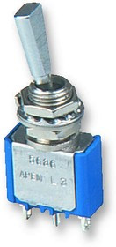 5649A9, Рычажный переключатель, Вкл.-Выкл.-Вкл., DPDT, Без Подсветки, Серия 5000, Панель, 6 А