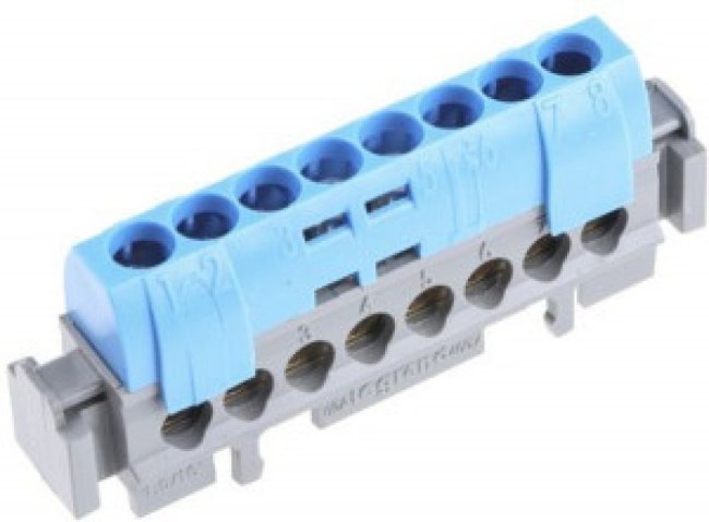0 048 42, Distribution Block, 8 Way, 1.5 16mm², 80A, 400 V ac, Blue
