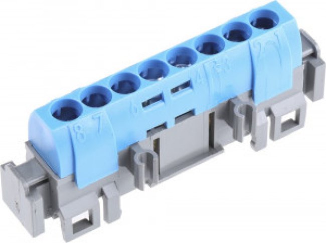 0 048 42, Distribution Block, 8 Way, 1.5 16mm², 80A, 400 V ac, Blue