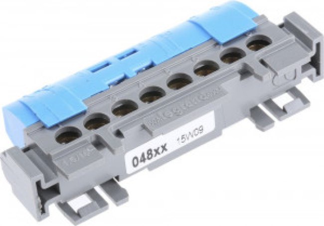 0 048 42, Distribution Block, 8 Way, 1.5 16mm², 80A, 400 V ac, Blue