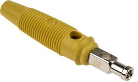 930727103, Yellow Male Banana Plug, 4 mm Connector, Solder Termination, 30A, 30 V ac, 60V dc, Nickel 930727103, Yellow Male Banana Plug, 4 mm Connector, Solder Termination, 30A, 30 V ac, 60V dc, Nickel