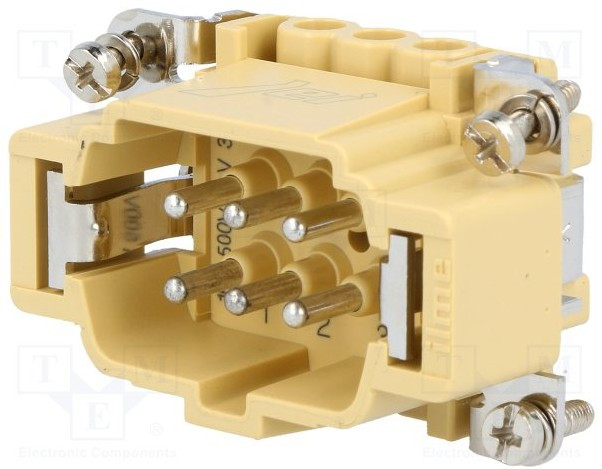 JNEM 06, Разъем прямоугольный, "папа", JEI, PIN 6, 6+PE, размер 44.27, 16А