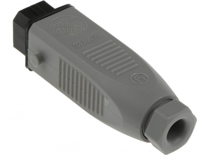 931264106 STAK 20, ST IP54 Black, Grey Cable Mount 2P + E Heavy Duty Power Connector Socket, Rated At 16A, 250 V 931264106 STAK 20, ST IP54 Black, Grey Cable Mount 2P + E Heavy Duty Power Connector Socket, Rated At 16A, 250 V