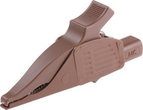 66.9575-27, Crocodile Clip 4 mm Connection, Brass Contact, 32A, Brown 66.9575-27, Crocodile Clip 4 mm Connection, Brass Contact, 32A, Brown