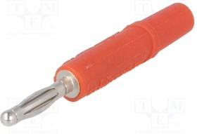 FK02LNI-RT, Вилка, "банан" 2мм, 10А, 33ВAC, 70ВDC, красный, никелированные