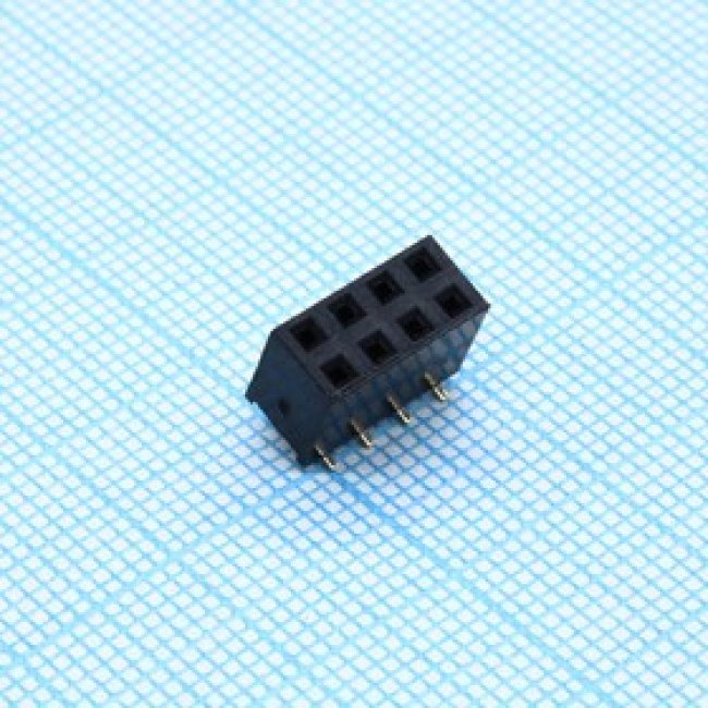 DS1023-11-2X04B8XBS, (PBD-08S), Гнездо на плату SMD 2x4 конт., шаг 2.54мм, высота 7.4мм, позолоч. DS1023-11-2X04B8XBS, (PBD-08S), Гнездо на плату SMD 2x4 конт., шаг 2.54мм, высота 7.4мм, позолоч.