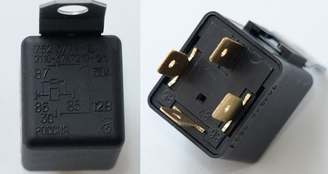 752.3777-10, Реле электромагнитное 12V 4-х контактное 30А замык. с кронштейном с резистором АВАР