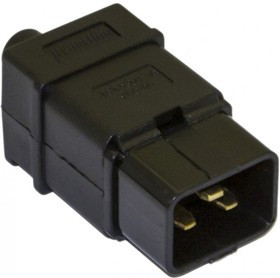 01 Коннектор Hyperline, IEC 60320 C20 220В 16A на кабель, контакты на винтах, прямой, черный