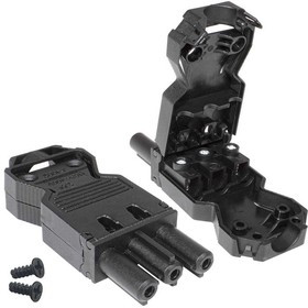 ТР-009-3, Коннектор трехполюсный (разъем female) , 16 А, 250 В, пластиковый, черный