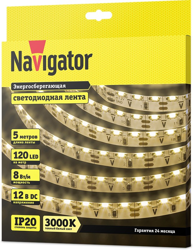 СД Лента Navigator 14 450 NLS-335WWS120-8-IP20-12V СД Лента Navigator 14 450 NLS-335WWS120-8-IP20-12V