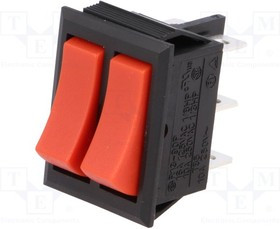R1390PCC01BRR, ROCKER; SPDT x2; Pos: 2; ON-ON + ON-ON; 10A/250VAC; red; none; 50m?