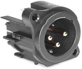 AC3MAV2-AU-PRE, XLR Connectors 3 Pole XLR M Chassis Mount AType Gold Plate Contact Vert PCB Mount Black Finish