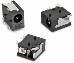 694103107102, WR-DC Right Angle DC Socket Rated At 5.0A, 18.0 V, PCB Mount, length 8.0mm, Gold, Tin