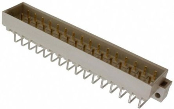 Male connector, type E, 48 pole, a-c-e, pitch 5.08 mm, solder pin, angled, gold-plated, 09051486931 Male connector, type E, 48 pole, a-c-e, pitch 5.08 mm, solder pin, angled, gold-plated, 09051486931