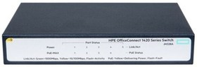 Коммутатор HP JH328A HPE 1420 5G PoE+ Switch( Unmanaged, 5*10/100/1000 Poe+ 32W, QoS, Fanless)
