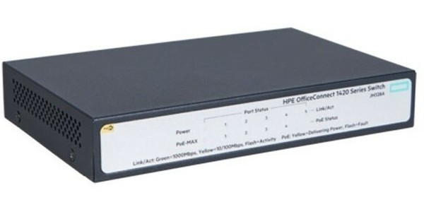 Коммутатор HP JH328A HPE 1420 5G PoE+ Switch( Unmanaged, 5*10/100/1000 Poe+ 32W, QoS, Fanless)