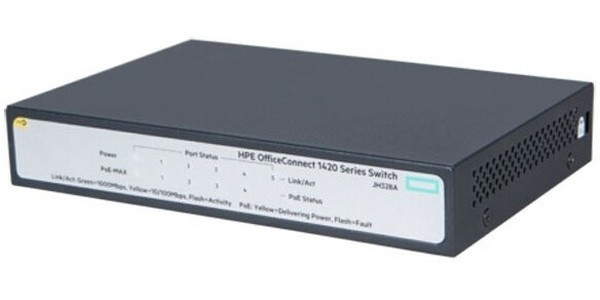 Коммутатор HP JH328A HPE 1420 5G PoE+ Switch( Unmanaged, 5*10/100/1000 Poe+ 32W, QoS, Fanless)