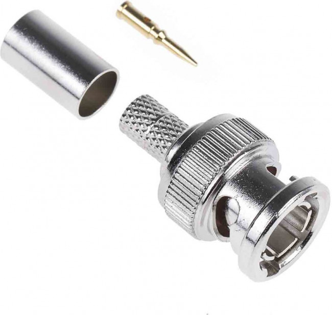 5-1634502-2, Вилка, BNC, "папа", прямой, 75Ом, обжим, на провод, позолота 5-1634502-2, Вилка, BNC, "папа", прямой, 75Ом, обжим, на провод, позолота