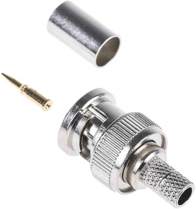 5-1634502-2, Вилка, BNC, "папа", прямой, 75Ом, обжим, на провод, позолота 5-1634502-2, Вилка, BNC, "папа", прямой, 75Ом, обжим, на провод, позолота