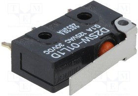 D2SW-01L1D, Micro Switch D2SW, 100mA, 1CO, 0.59N, Hinge Lever