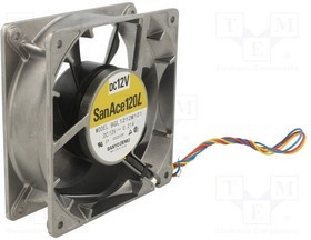 9GL1212M101, DC Fans Axial Fan, 120x120x38mm, 12VDC, Long Life/High Performance, Ribless, Tach