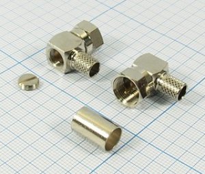 Штекер F, на кабель RG6, под обжим втулкой, угловой, позолоченный центральный контакт; №10299 штек F\RG6\1P\обж втул\угл\ Штекер F, на кабель RG6, под обжим втулкой, угловой, позолоченный центральный контакт; №10299 штек F\RG6\1P\обж втул\угл\