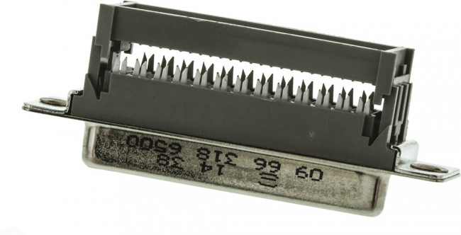 D-Sub socket, 25 pole, standard, equipped, straight, IDC connection, 09663186500
