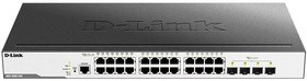 Коммутатор D-Link DGS-3000-28X/B, L2 Managed Switch with 24 10/100/1000Base-T ports and 4 10GBase-X SFP+ ports.16K Mac address, 802.3x Flow