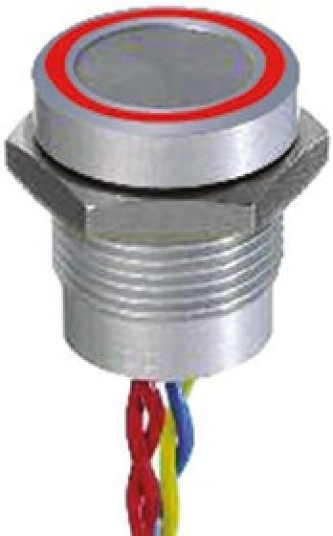 PBAR9AFB000A3A, Illuminated Piezo Switch, Momentary, SPST, IP68, IP69K, Flying Lead, 200 mA@ 24 V dc, -40 +75°C PBAR9AFB000A3A, Illuminated Piezo Switch, Momentary, SPST, IP68, IP69K, Flying Lead, 200 mA@ 24 V dc, -40 +75°C