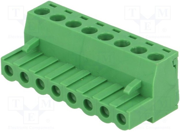 TBW-5-8P/GN, Разъемный клеммник, Ш.контактов: 5,08мм, Кол-во полюс: 8, прямой