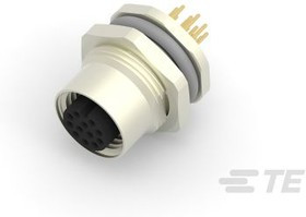 T4141012121-000, Разъем Кабеля, M12, Female, 12 Positions, Гнездо на Печатную Плату, Прямой Монтаж в