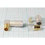 Штекер TV, 4-6мм, на кабель, мет[Au], угловой