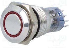 V16-22R-12R-S, Переключатель антивандальный, 2, DPDT, 2A/48VDC, IP67, ON-OFF