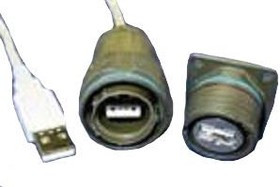 USBFTV21G, USB Connectors USB-A Receptacle Sq Flange Olive Drab