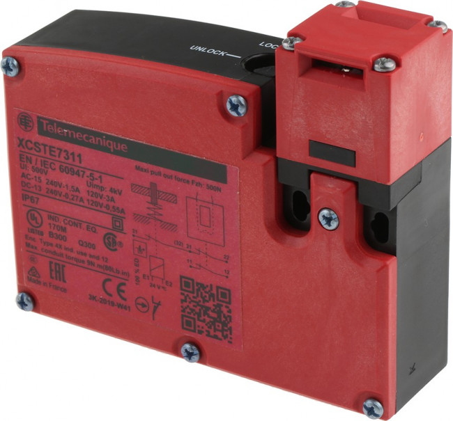 XCSTE7311, XCS-TE Series Solenoid Interlock Switch, Power to Unlock, 24V ac/dc XCSTE7311, XCS-TE Series Solenoid Interlock Switch, Power to Unlock, 24V ac/dc
