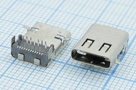 Разъем USB розетка, тип C 3.1, контакты на плату, USB3.1TYPE-C 24PF-021