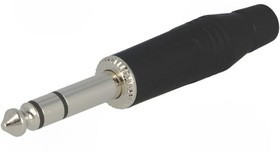 ACPS-GB, Вилка, Jack 6,35мм, "папа", stereo, прямой, на провод, пайка, серый