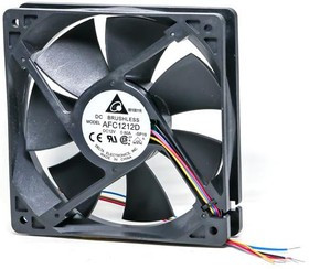 AFC1212D-SP19, DC Fans Fan, 120x25mm, 12VDC, 89.7CFM, 3.84W, 0.32A, 46dBA, Ball, 4-Leads, Tach/PWM