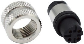 858-D04-203RSS4, Разъем Кабеля, VULCON Series, M12, Female, 4 Positions, Гнездо для Пайки, Прямой Мо