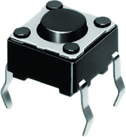 SKHHAJA010, Black Button Tactile Switch 0.7mm Snap-In