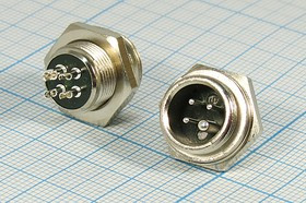 Разъем микрофонный MIC12 вилка, контакты 4P, монтаж на блок, М12, N12-4(R)