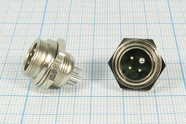 Разъем микрофонный MIC12 вилка, контакты 4P, монтаж на блок, М12, N12-4(R)