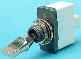 3537-001N000, Toggle Switch, Panel Mount, (On)-Off-(On), SPST, Screw Terminal, 125 V ac, 28V dc