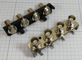 Панель на четыре гнезда BNC горизонтальная, № 10847 гн BNC x 4\8P\плат\\угл\горизонт\