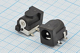 Разъем питания DC розетка, d2.1 D5.5, 4C, на плату, SMD, угловой, DJK-02AS