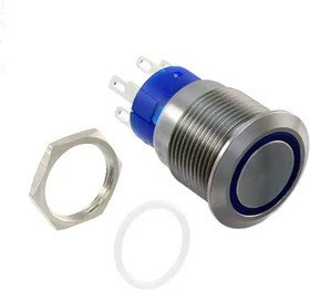 AV1920E724Q04, Pushbutton Switches AV19 DPM 3A MOVE RING LED BLUE 24V