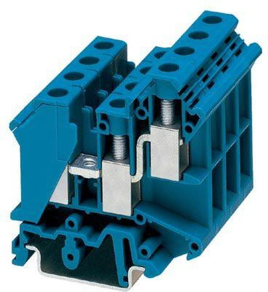 3005235, UK 10-TWIN BU Series Blue Fused DIN Rail Terminal, Double-Level, Screw Termination, Fused